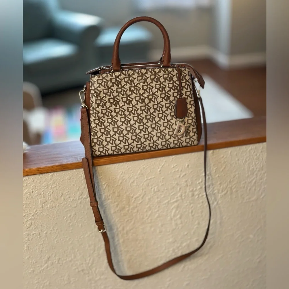 DKNY Brown Gold Monogram Handbag